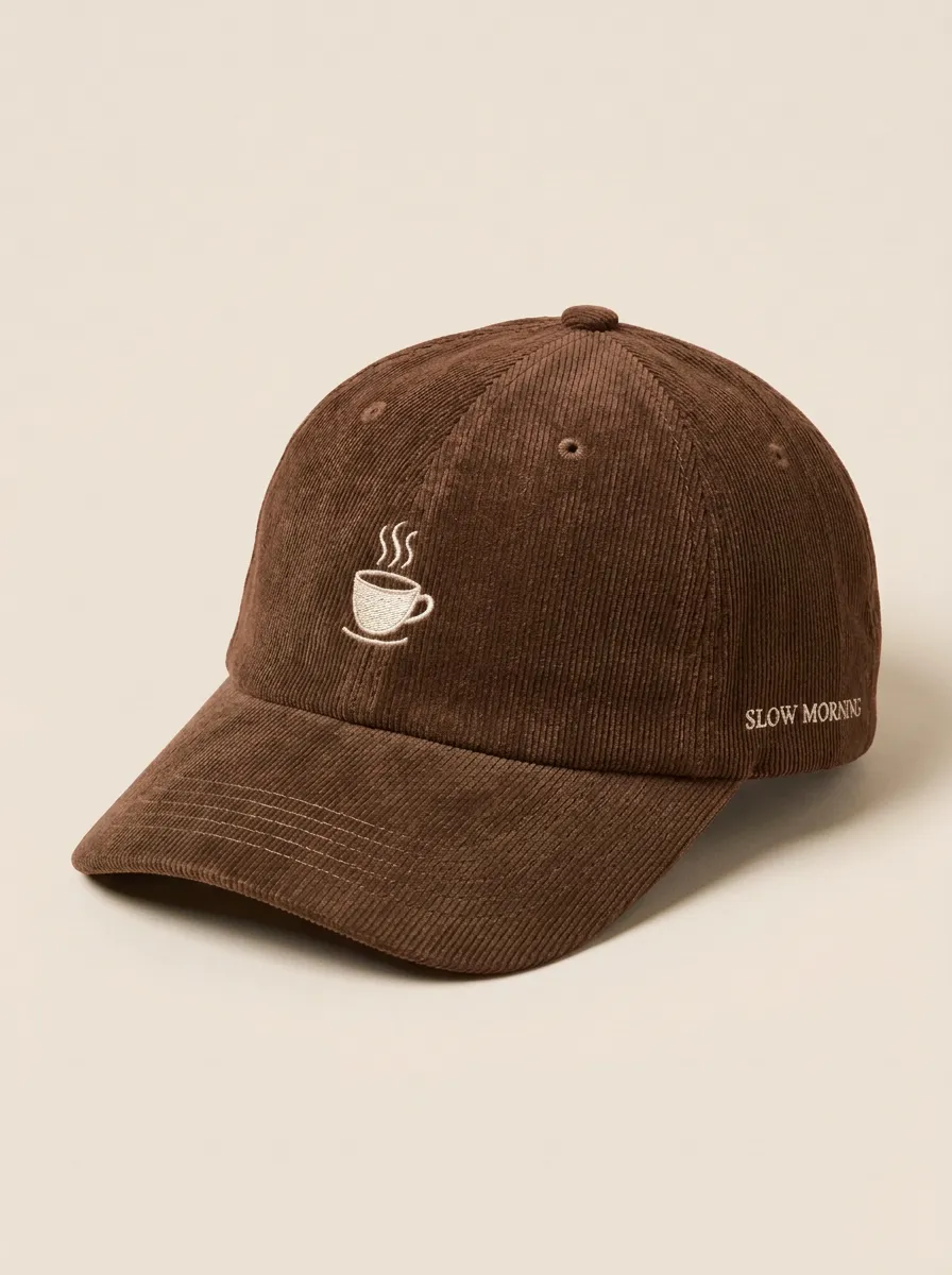 Refined Coffee-Lover Slow-Morning Corduroy Embroidered Unisex Baseball Cap