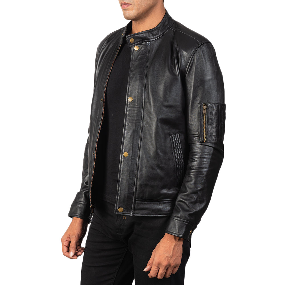 Men's Classic Utility Biker Leather Jacket