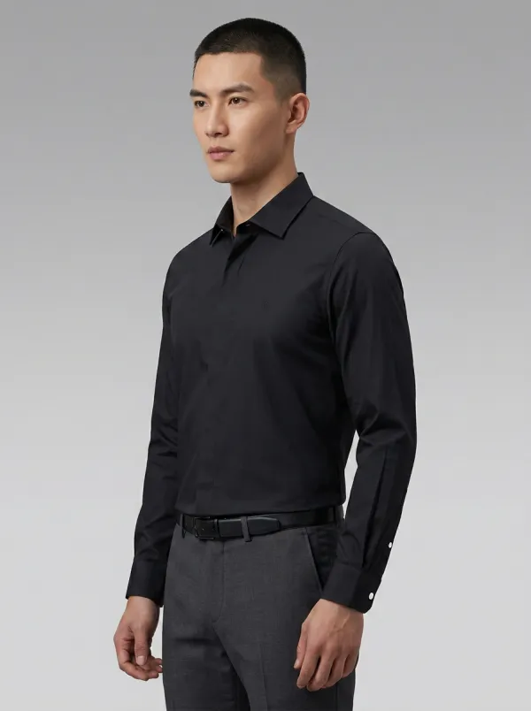 Men's Business Casual Non-Iron Cotton Light Blue Long Sleeve Shirt