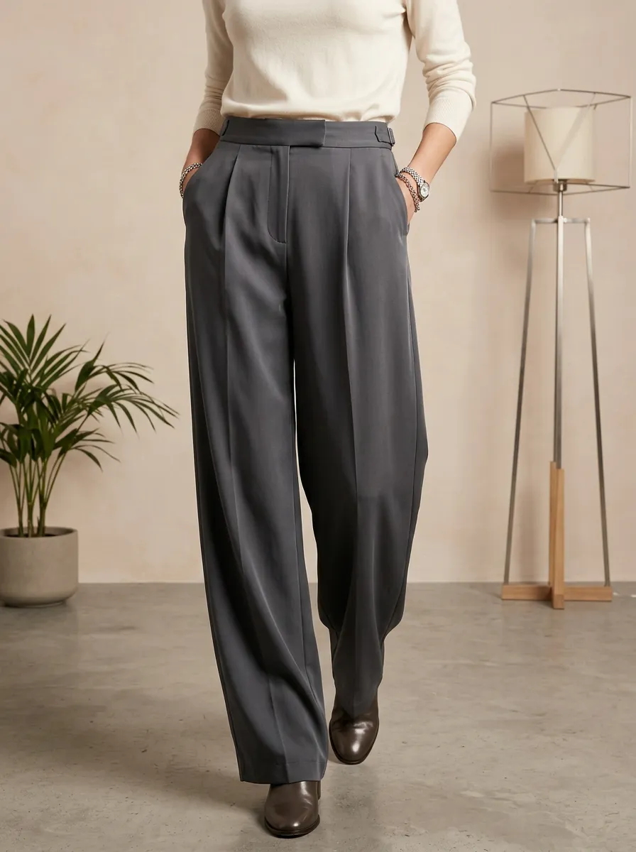 Classic High-Waist Women's Wide-Leg Trousers