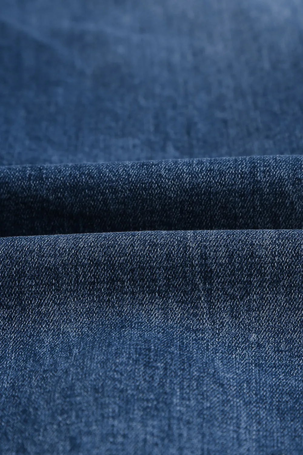 Dark Blue Raw Hem Straight Jeans
