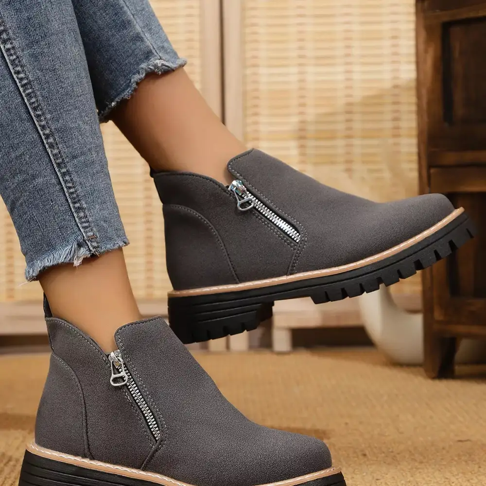Ankle Boots with Zipper Accent