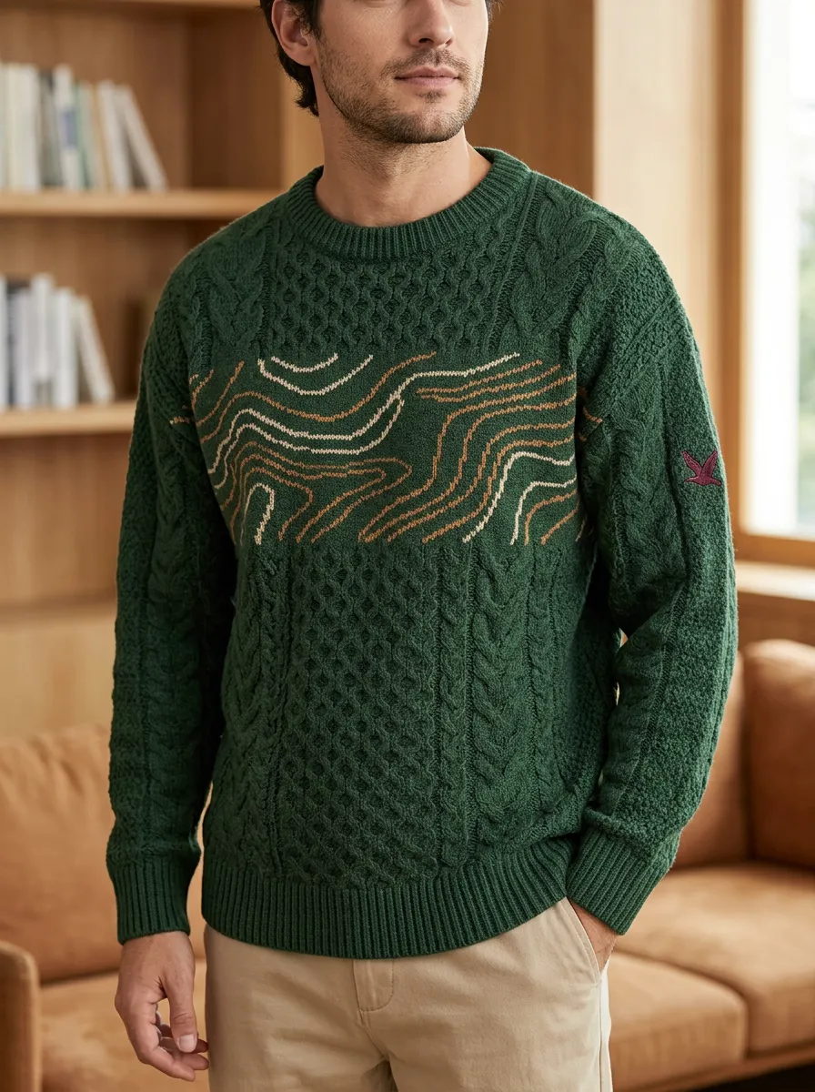 Men's Adventure Topographic Map Sweater
