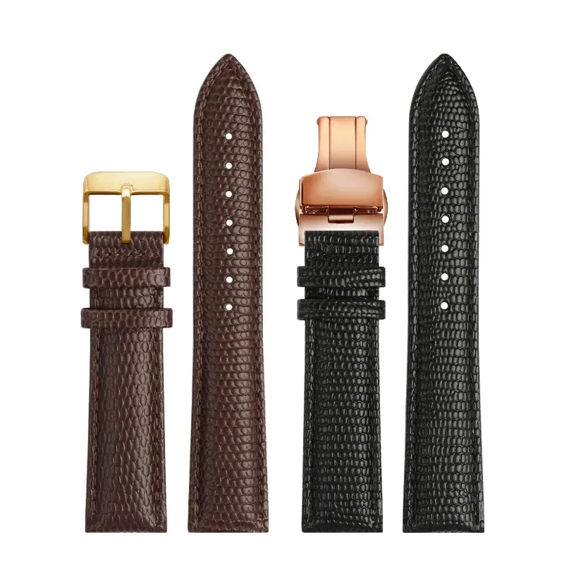 Black Brown Red Top Grade Lizard pattern Men and women Genuine Leather Watch BAND Strap