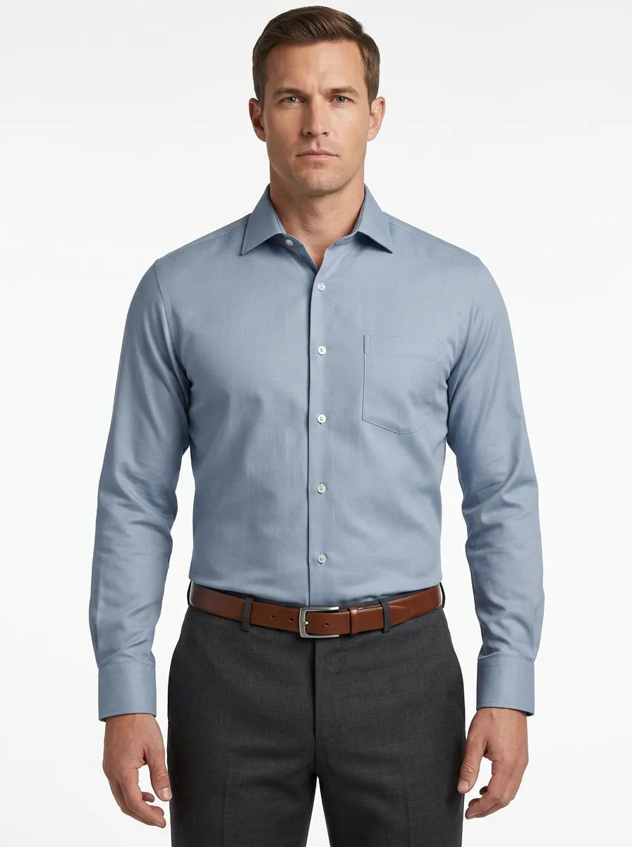 Men's Classic Pocket Solid Dress Shirt