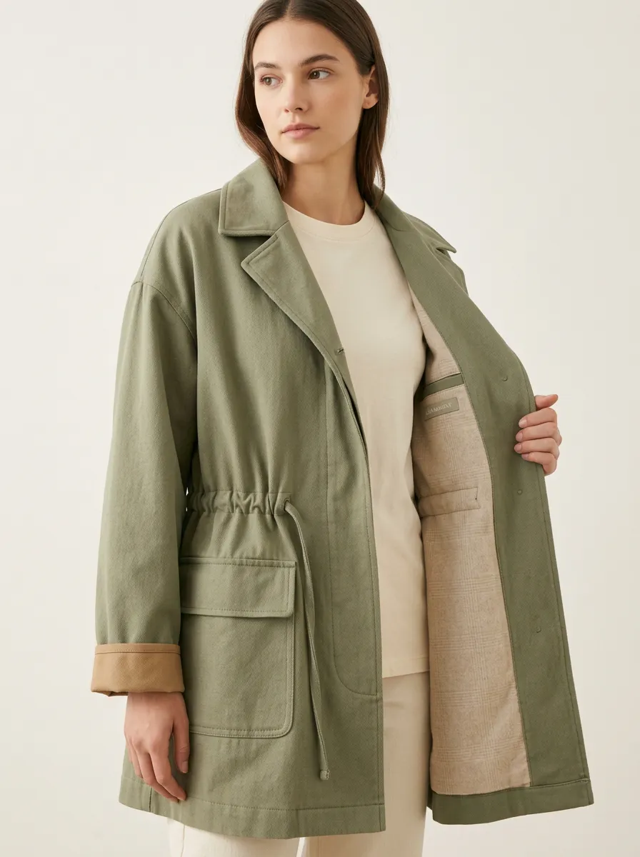 Casual Outdoor Drawstring Waist Utility Jacket