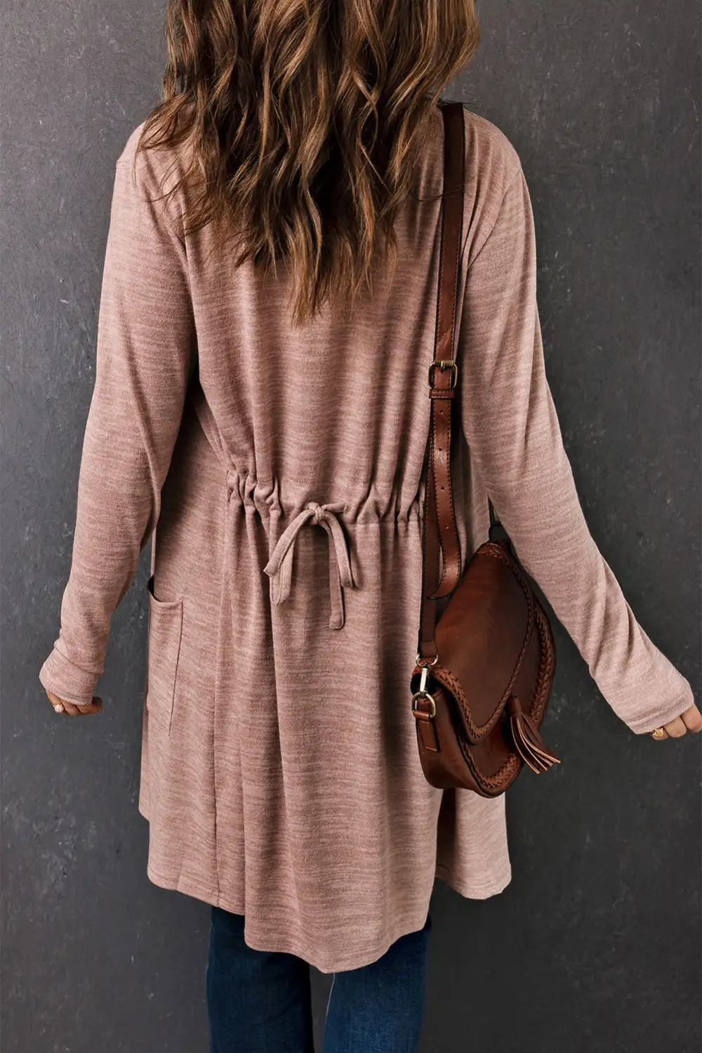 Tunic Back Open Front Pocketed Cardigan