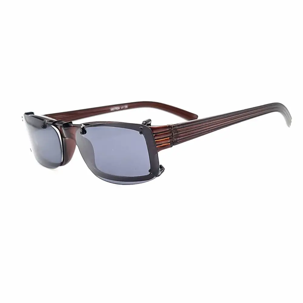 Frameless 54mm Rectangular Polarized Clip-On Sunglasses