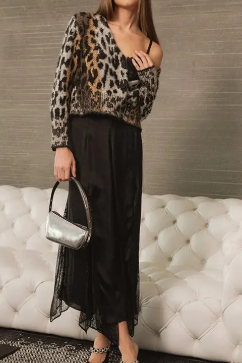 Women's Leopard Print Knit Cardigan Sweater