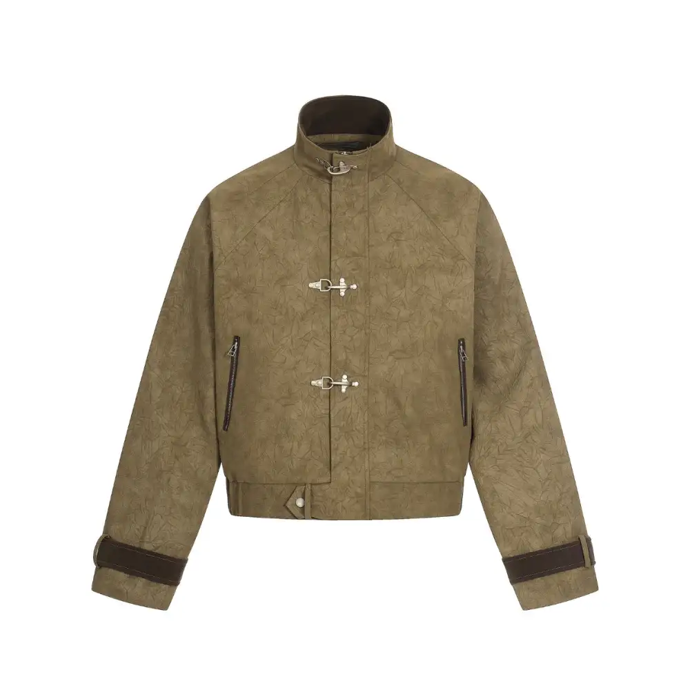 Buckle Collar Leather Jacket