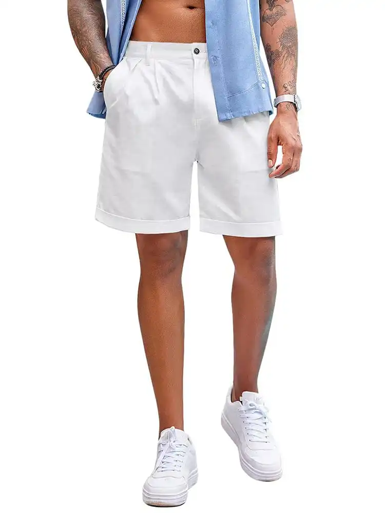 Classic Solid Linen Shorts