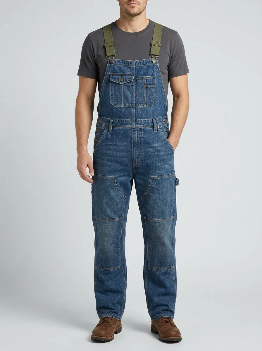 Men's Vintage Workwear Blue Denim Bib Overalls