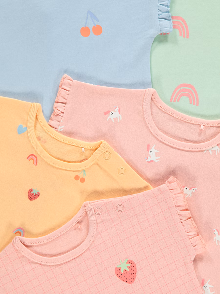 Pastel Fruit Print T-Shirts 5 Pack detail 1