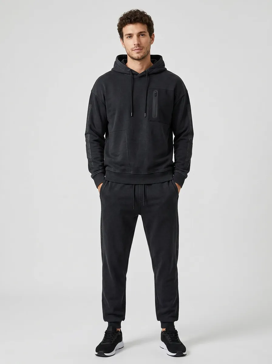 Men's Athletic Gym Wear Geometric Pattern Printed Tracksuit