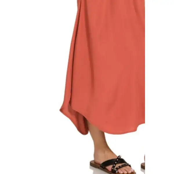 Woven Arc Hem Cami Midi Dress with Flowy Pockets
