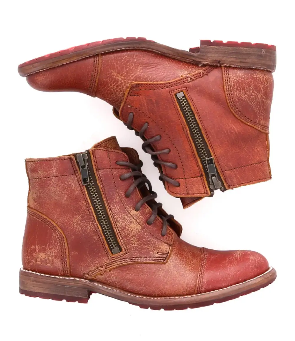 Cap-Toe Contrast-Stitched Combat Boots