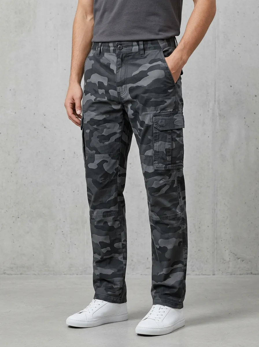 Combat-Inspired Camouflage Urban Camouflage Cargo Pants