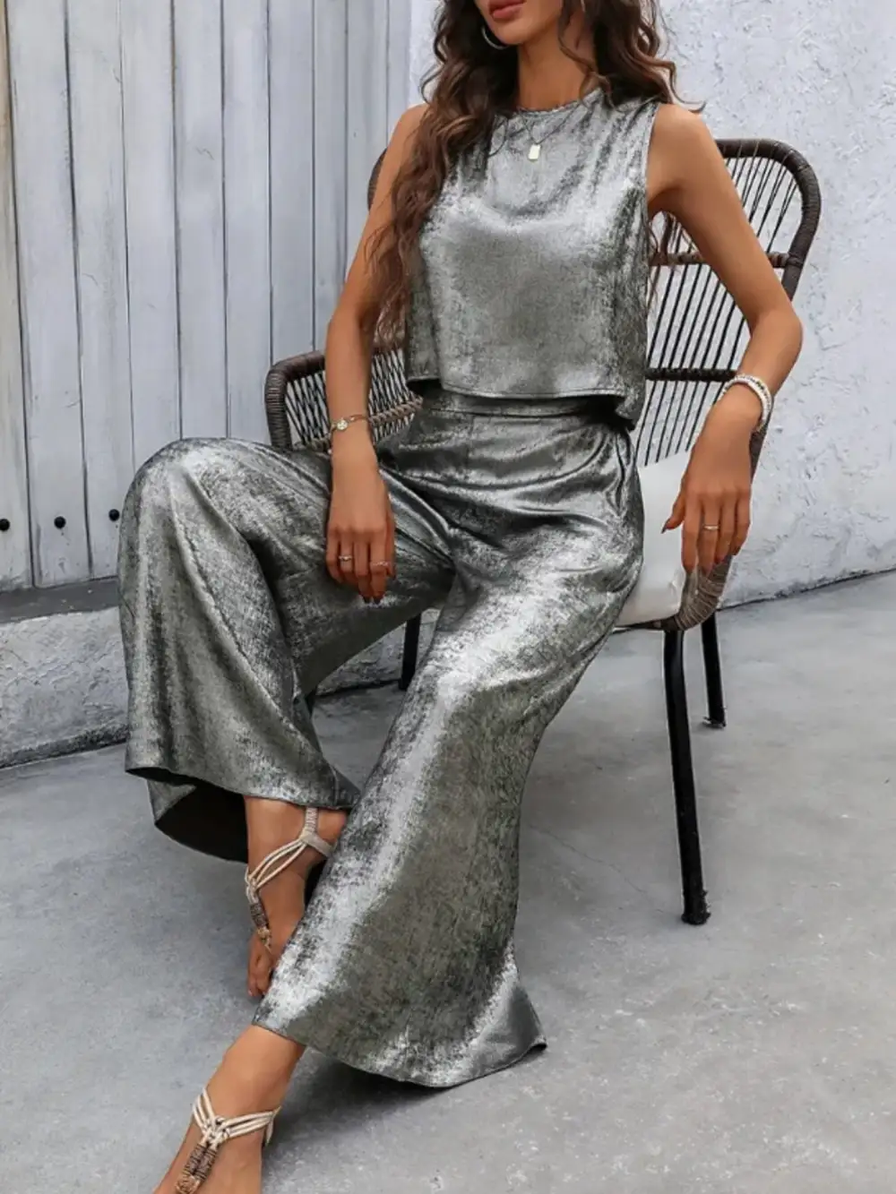 Relaxed Round Neck Tank and Pants Set
