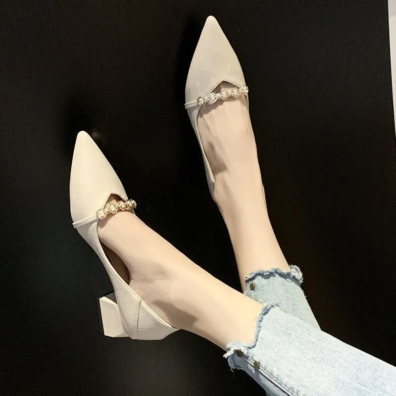 Pointed Toe Block Heel Pumps