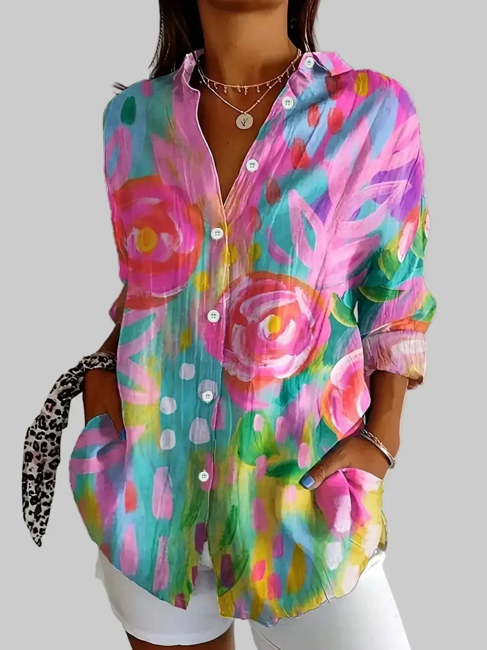 Printed Relaxed Soft Tailored Blouse
