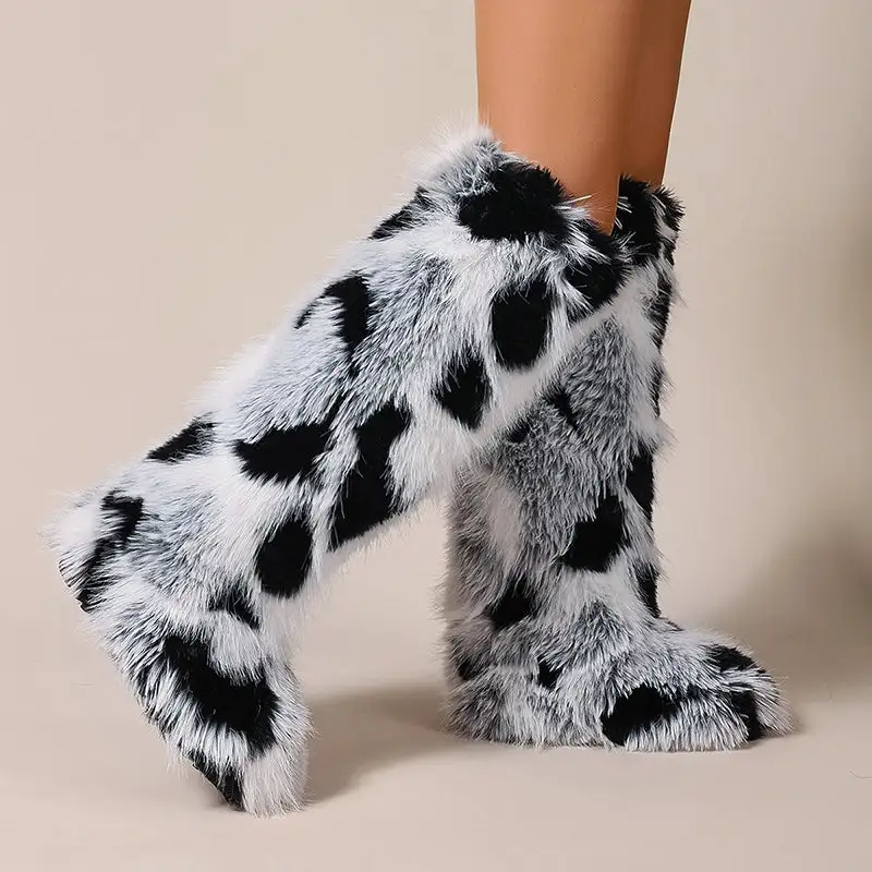 Winter Warm Faux Fur Knee-High Snow Boots