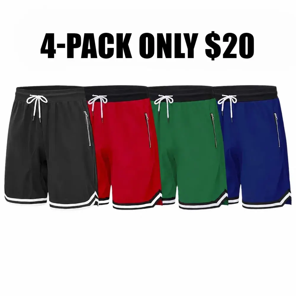 Men’s casual athletic shorts with zippered pockets