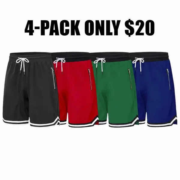 Men’s casual athletic shorts with zippered pockets