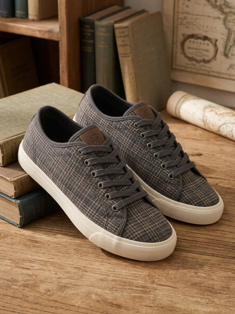 Men's Street Vintage Plaid Pattern Patterned Canvas Shoes