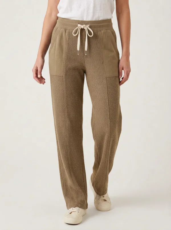 Women's Waffle Knit Drawstring Casual Lounge Pants
