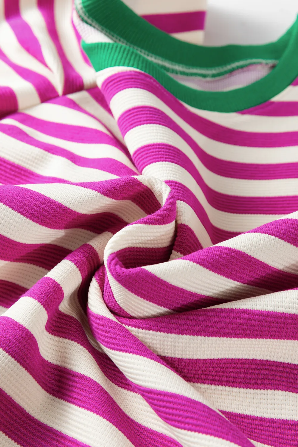 Rose Stripe Short Puff Sleeve Tee
