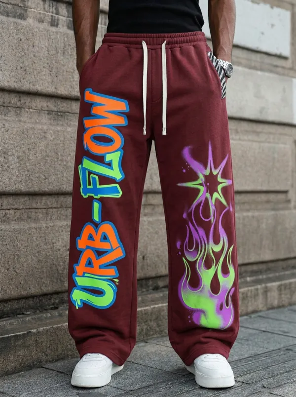 Men's Streetwear Urb-Flow Graffiti Flame Printed Sweatpants