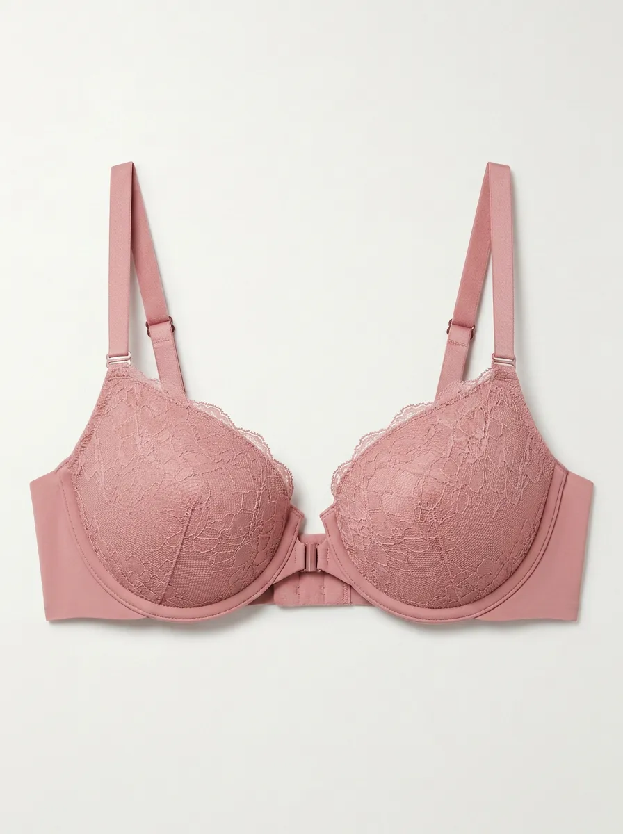 Women's Front-Closure Underwire Seamless Floral-Lace Bra