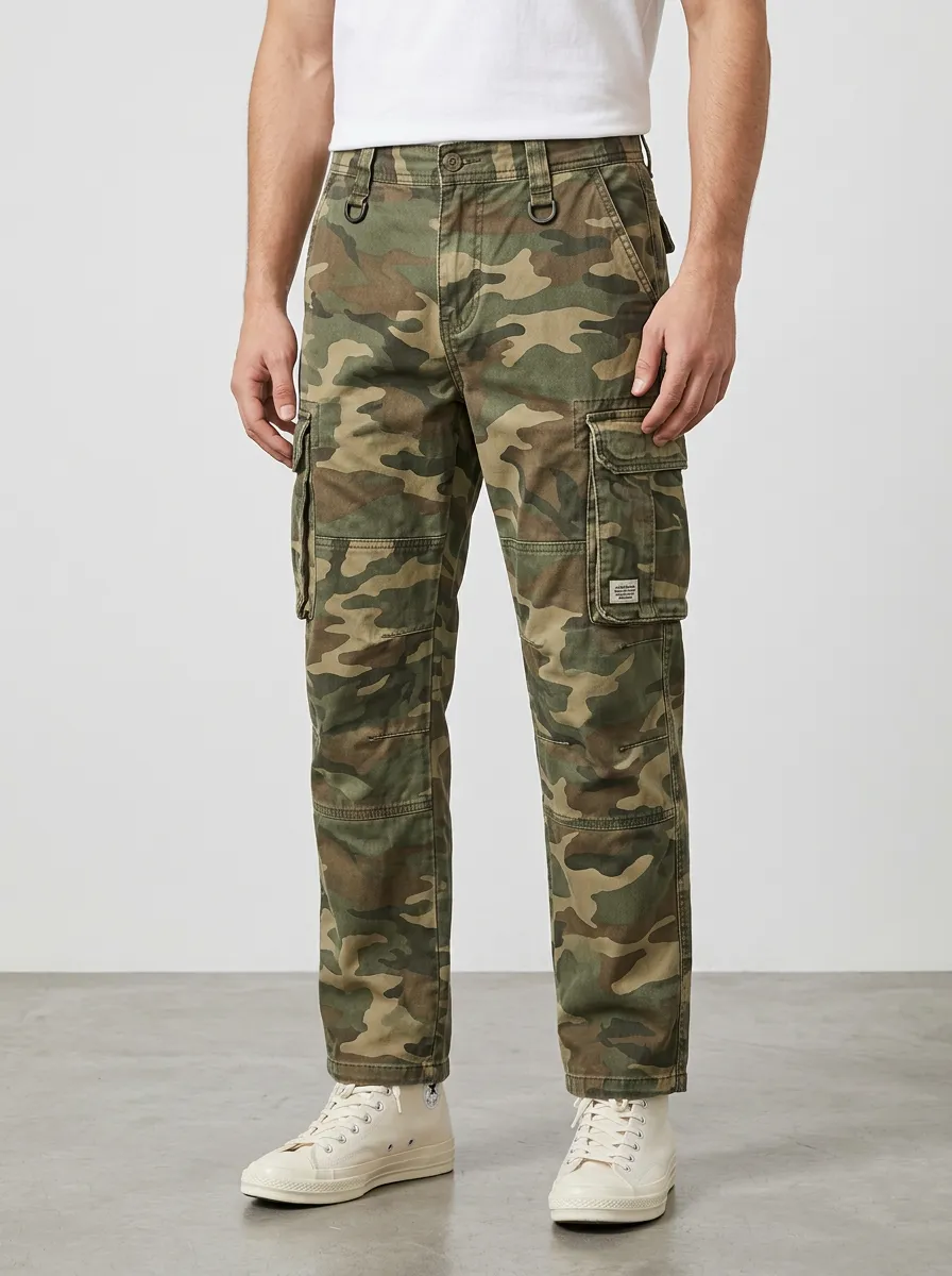 Rugged-Street Camouflage Cargo Pants