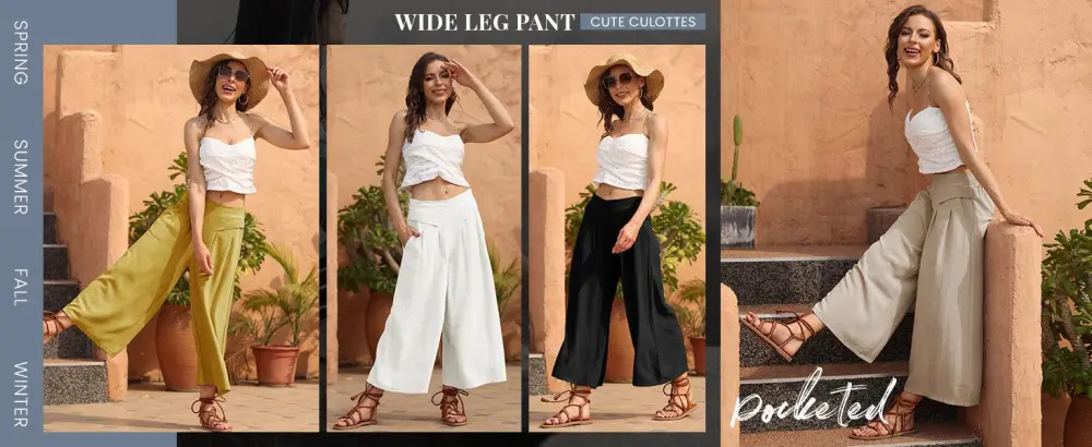 Women's Cotton Linen Culottes Pants