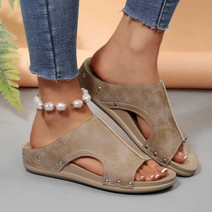 Pleated Open Toe Wedge Sandals