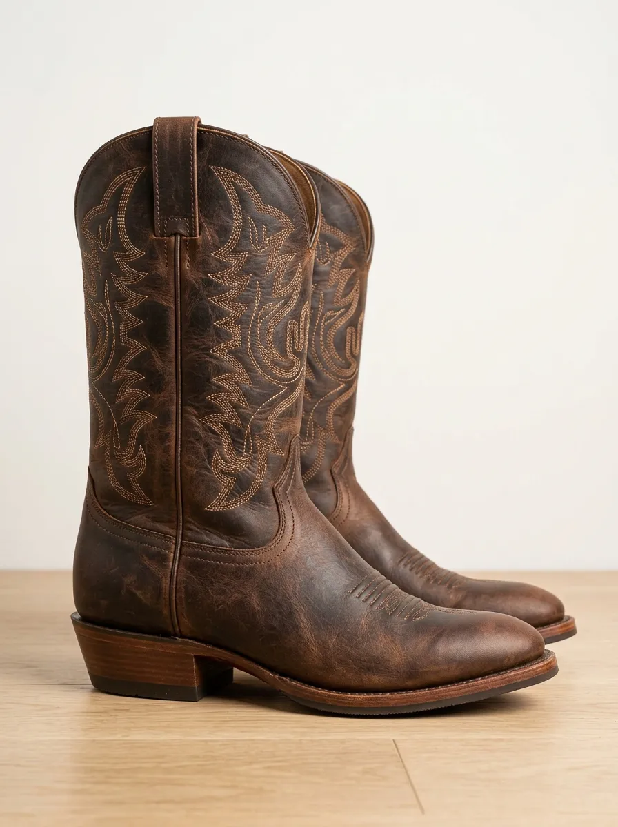 Rodeo-Inspired Embroidered Distressed Classic Look Unisex Western Cowboy Boots