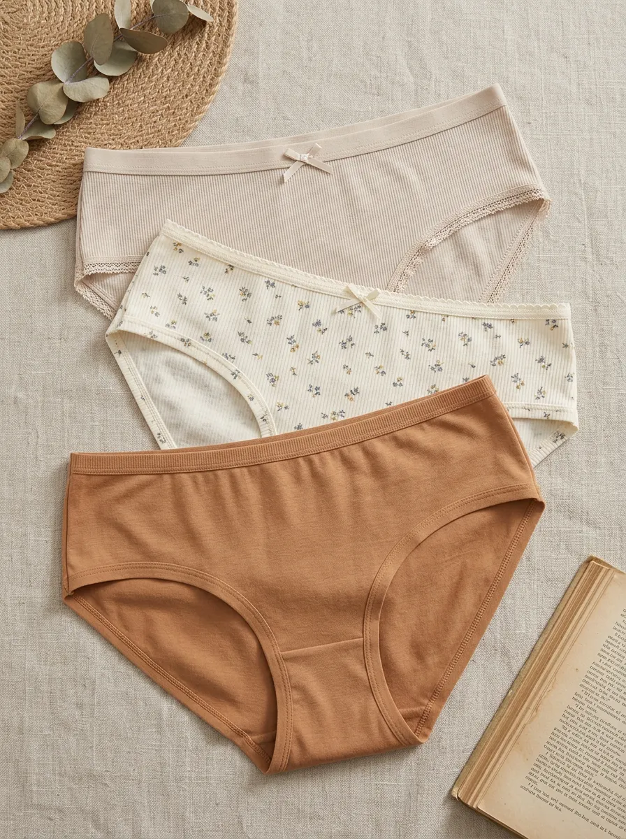 Women's Floral Ribbed Cotton Printed Panties Set
