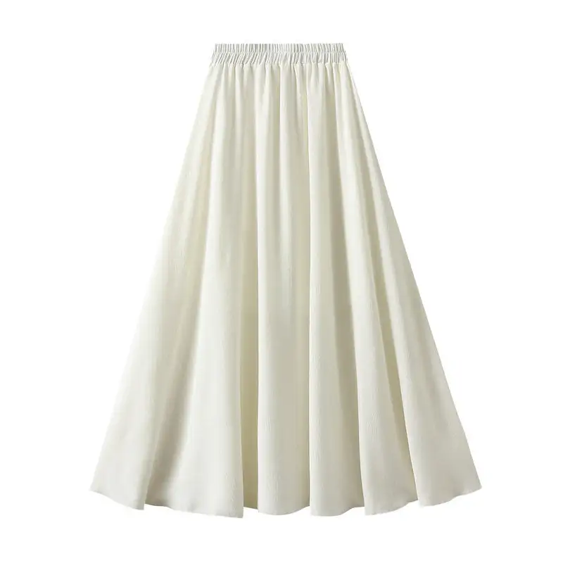 Soft Thin High Waist A-Line Long Skirt