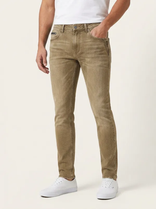Men's Casual Faded Blue Slim-Fit Jeans