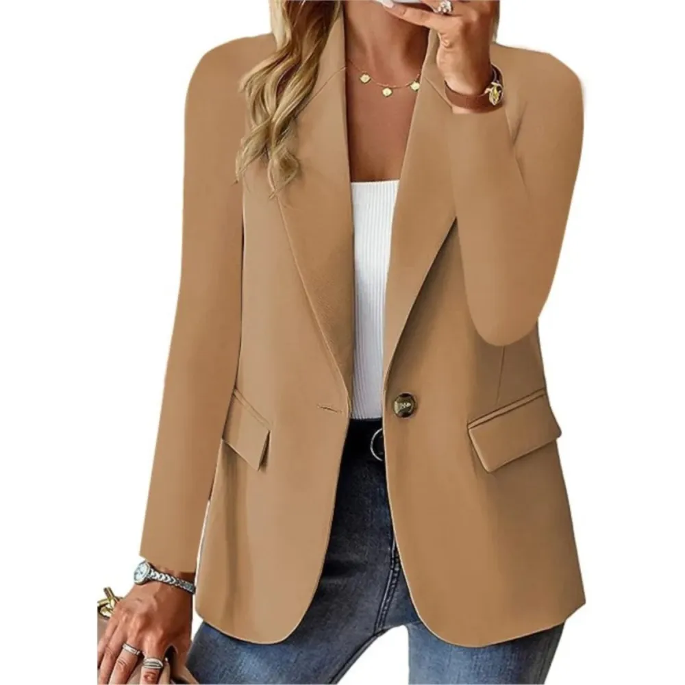 Button Detail Everyday Casual Suit Jacket