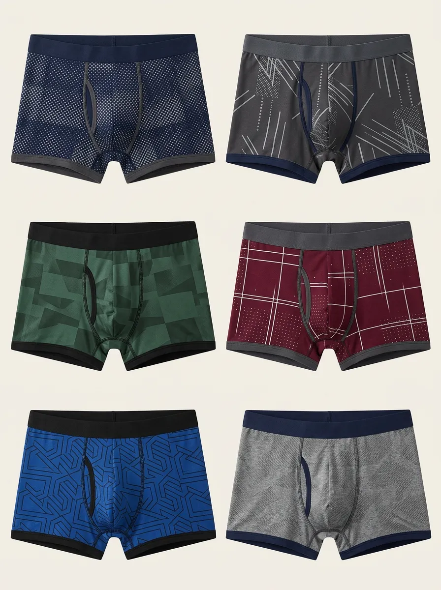 Men's Geometric Contoured Pouch Boxer Briefs 6-Pack