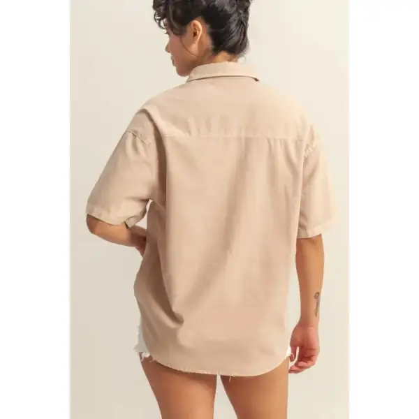 Short Sleeve Button Down Oversized Shirt