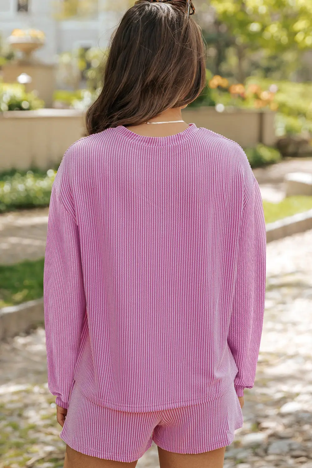 Knit Long Relaxed Shorts Lounge Set Ease