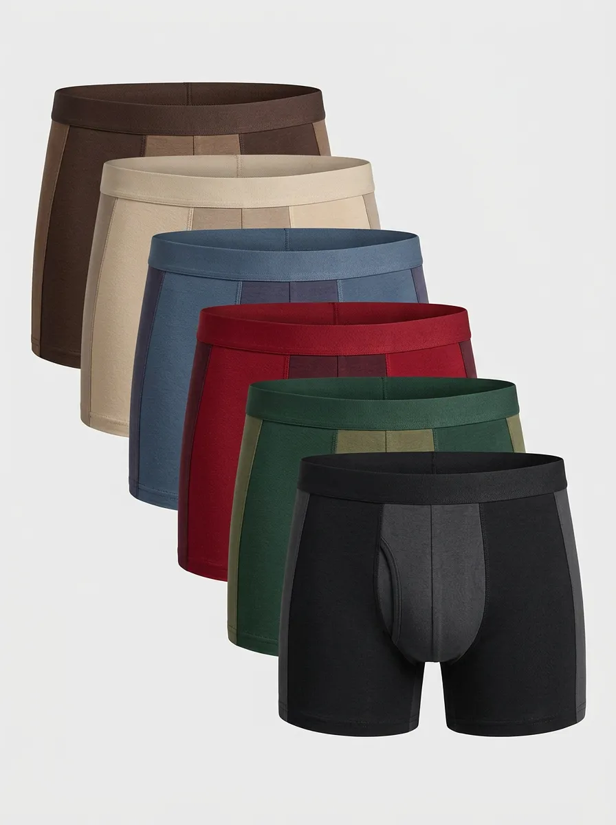 Men's Solid 6-Pack Tonal-Waistband Boxer Brief Set