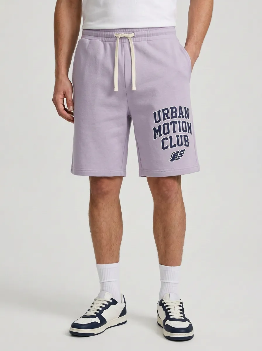 Men's Wing Graphic Drawstring Elastic-Waist Athletic Printed Sweat Shorts