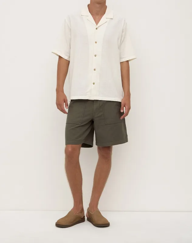Cream Textured Resort Short Sleeve Shirt