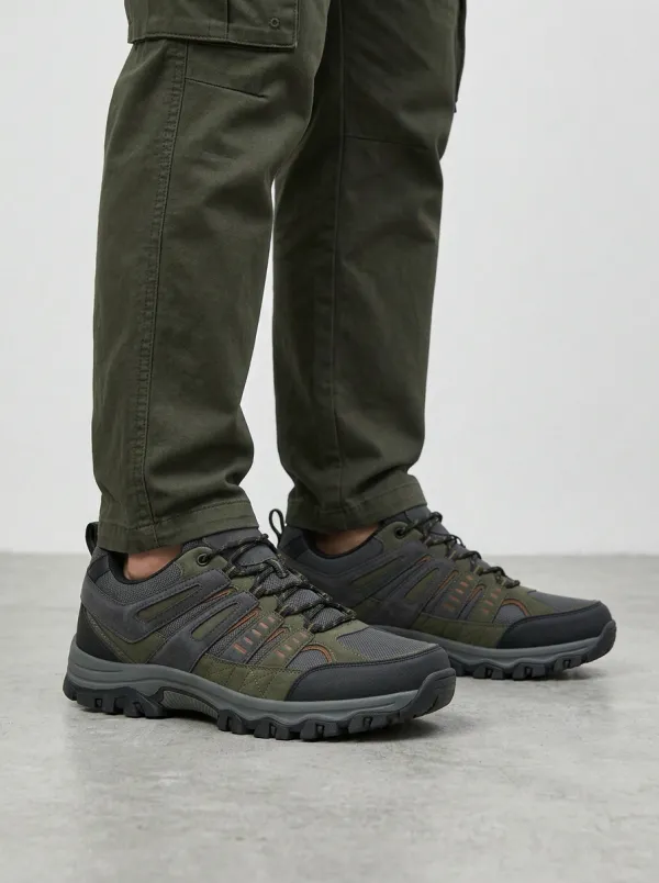 Men's Outdoor Hiking Suede Mesh Print Shoes
