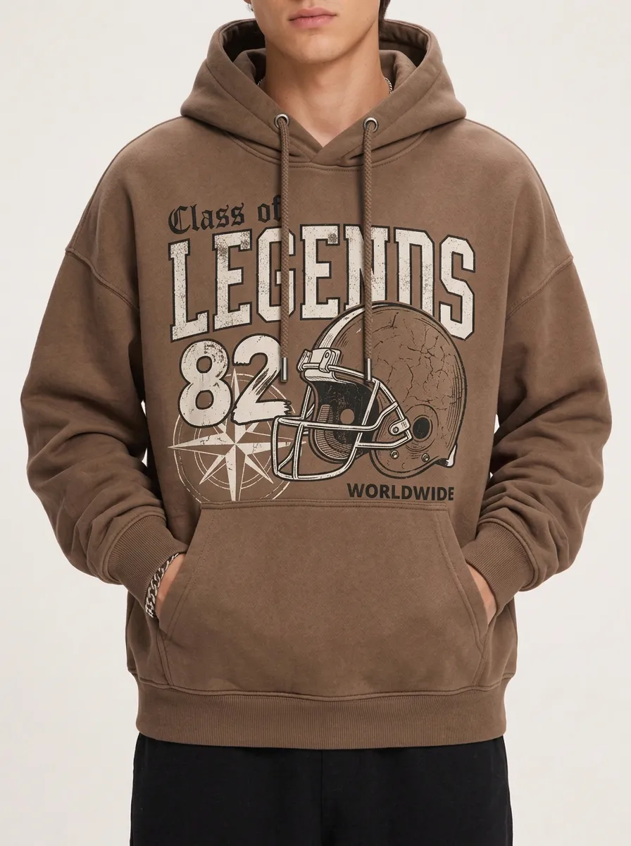 Men's Football Legends 82 Helmet Graphic Printed Hoodie