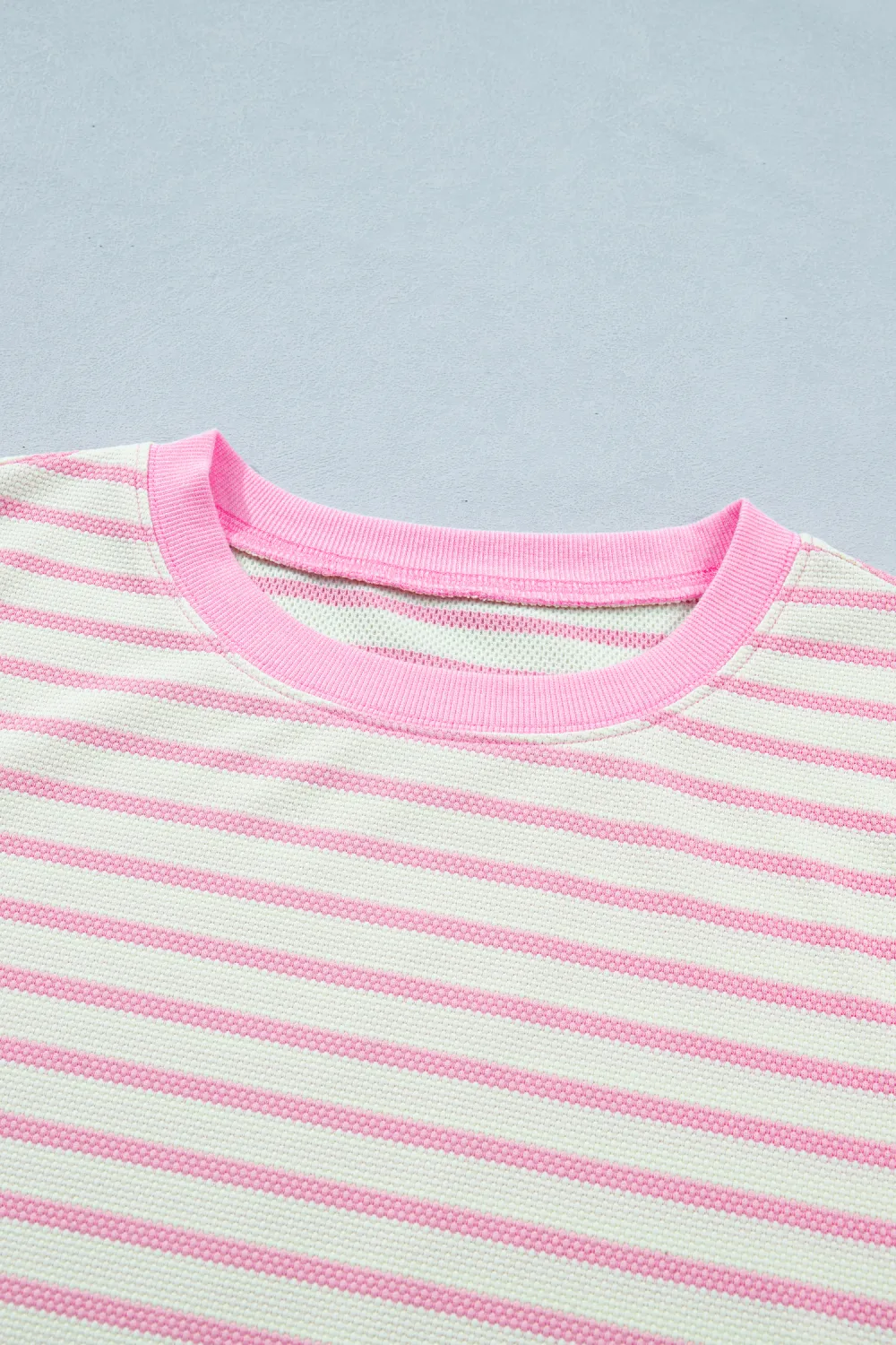 Pink Stripe Ruffled Short Sleeve Blouse