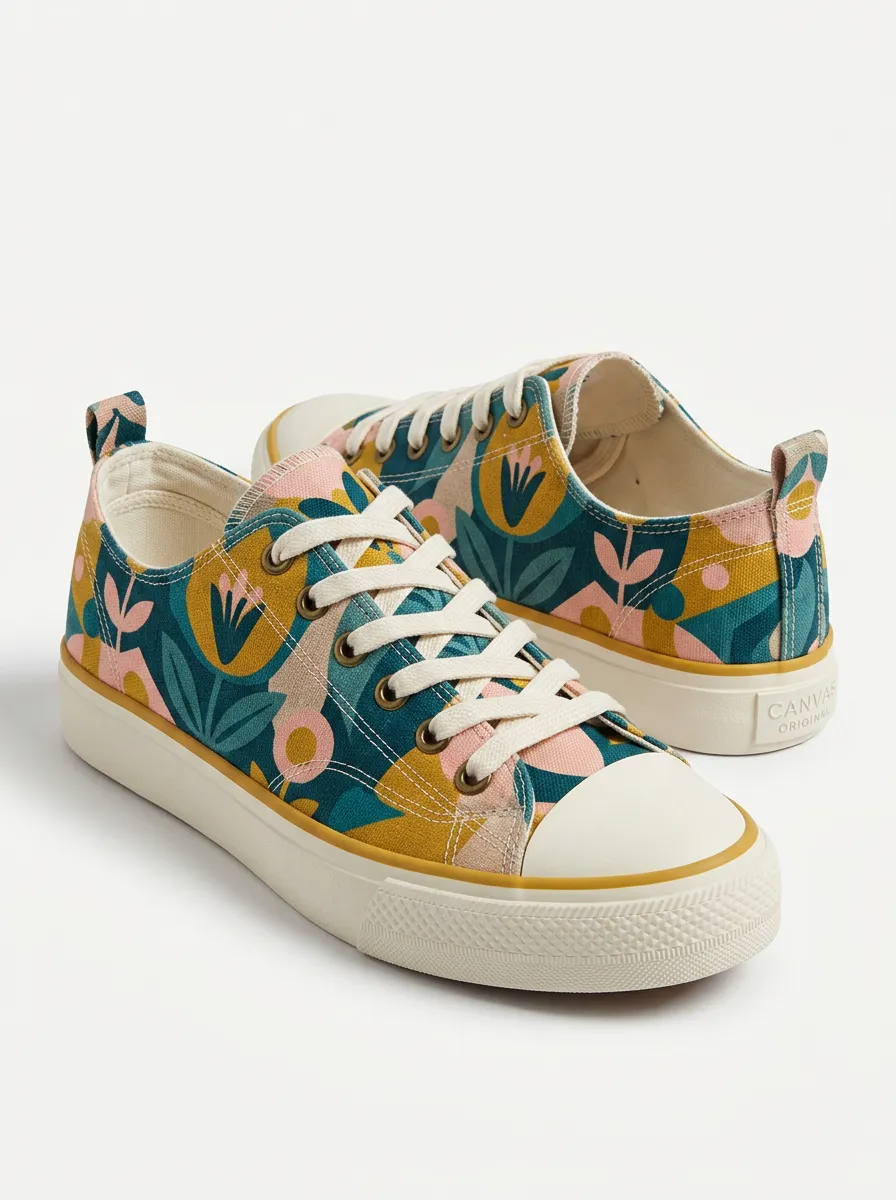 Women's Floral Art Lover Abstract Botanical Printed Canvas Shoes